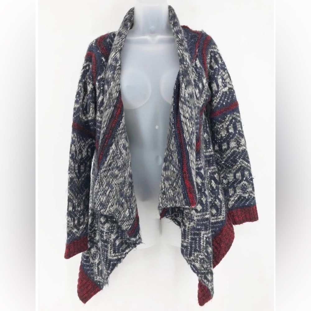 West 36th Long Waterfall Fair Isle Cardigan Multicolor